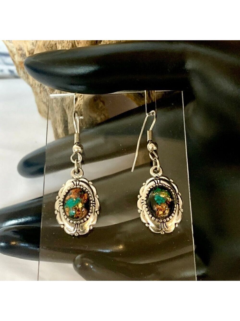 Vintage Silver Rainbow Flake Hook Earrings